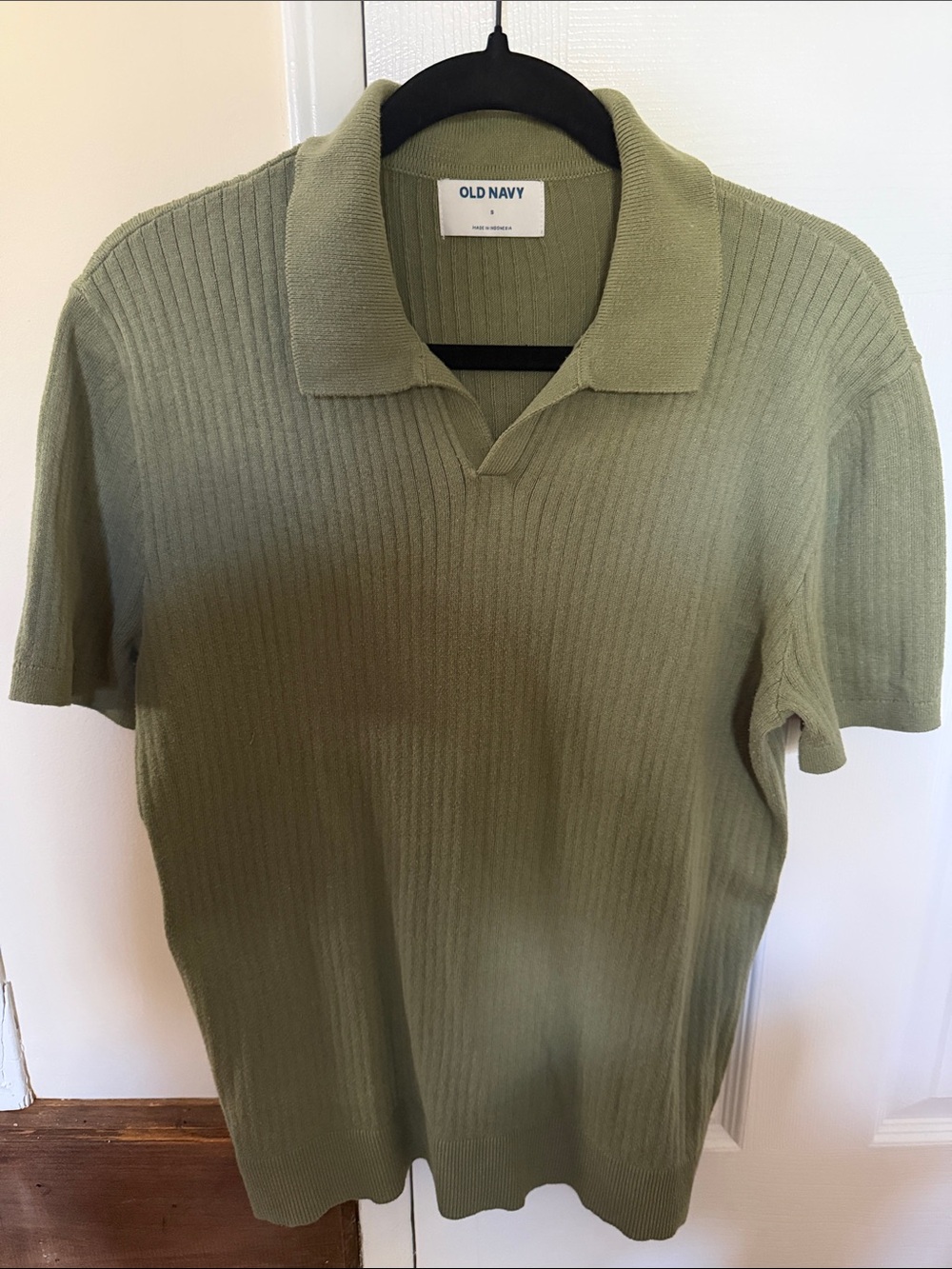 Old Navy Men's Olive Ribbed Short-Sleeve Polo